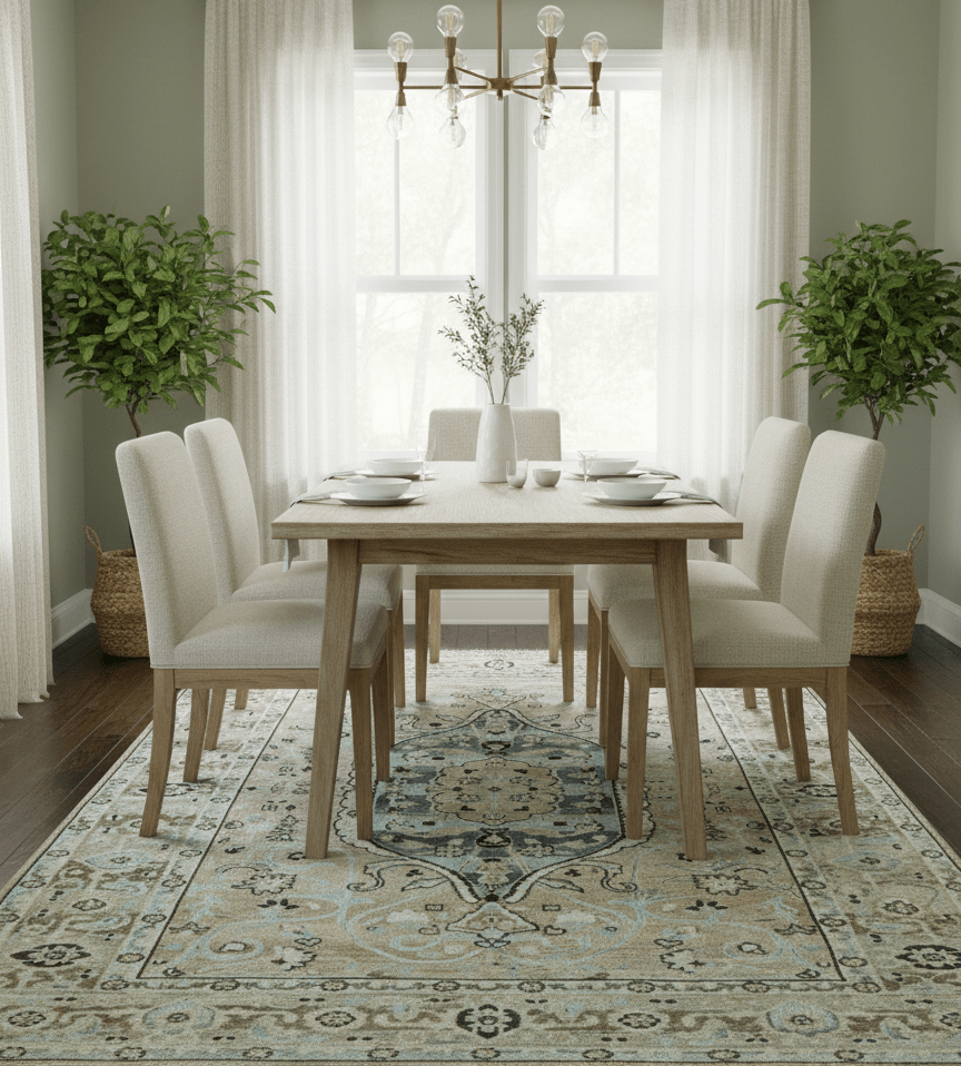 Traditional Oriental Design Beige Hand knotted 6x8.7 Wool Area Rug - The Rug Decor