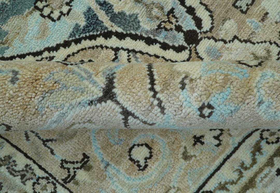 Traditional Oriental Design Beige Hand knotted 6x8.7 Wool Area Rug - The Rug Decor