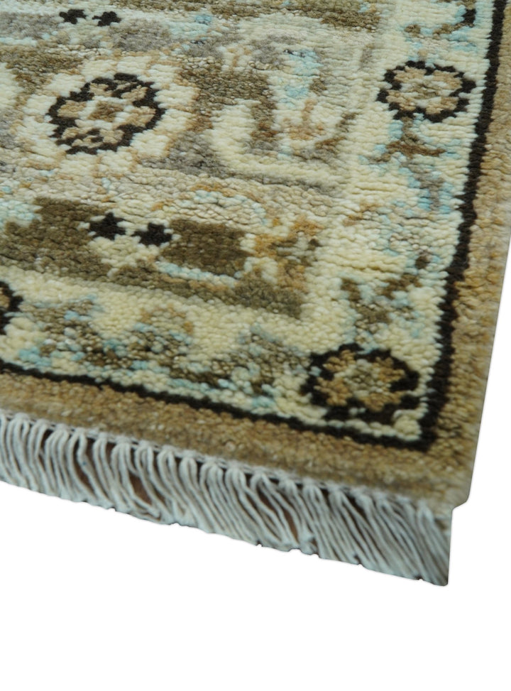 Traditional Oriental Design Beige Hand knotted 6x8.7 Wool Area Rug - The Rug Decor