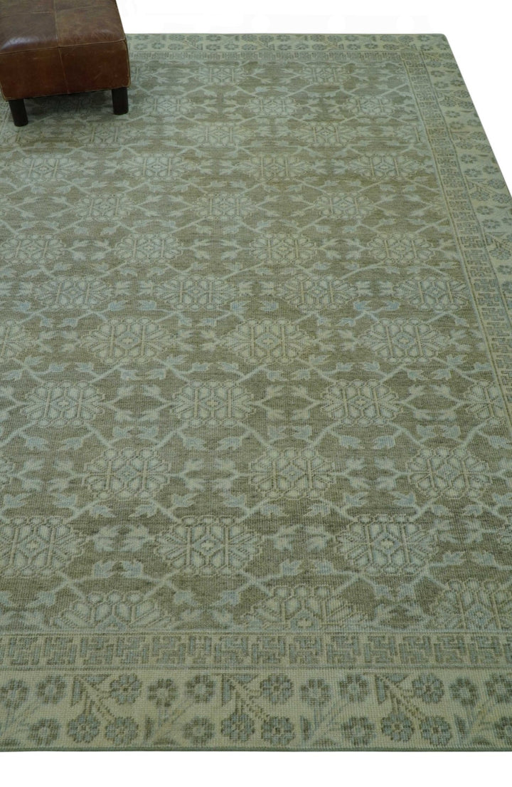 Traditional Oriental Design Brown, Blue And Beige Hand Knotted 6x8 Wool Area Rug - The Rug Decor