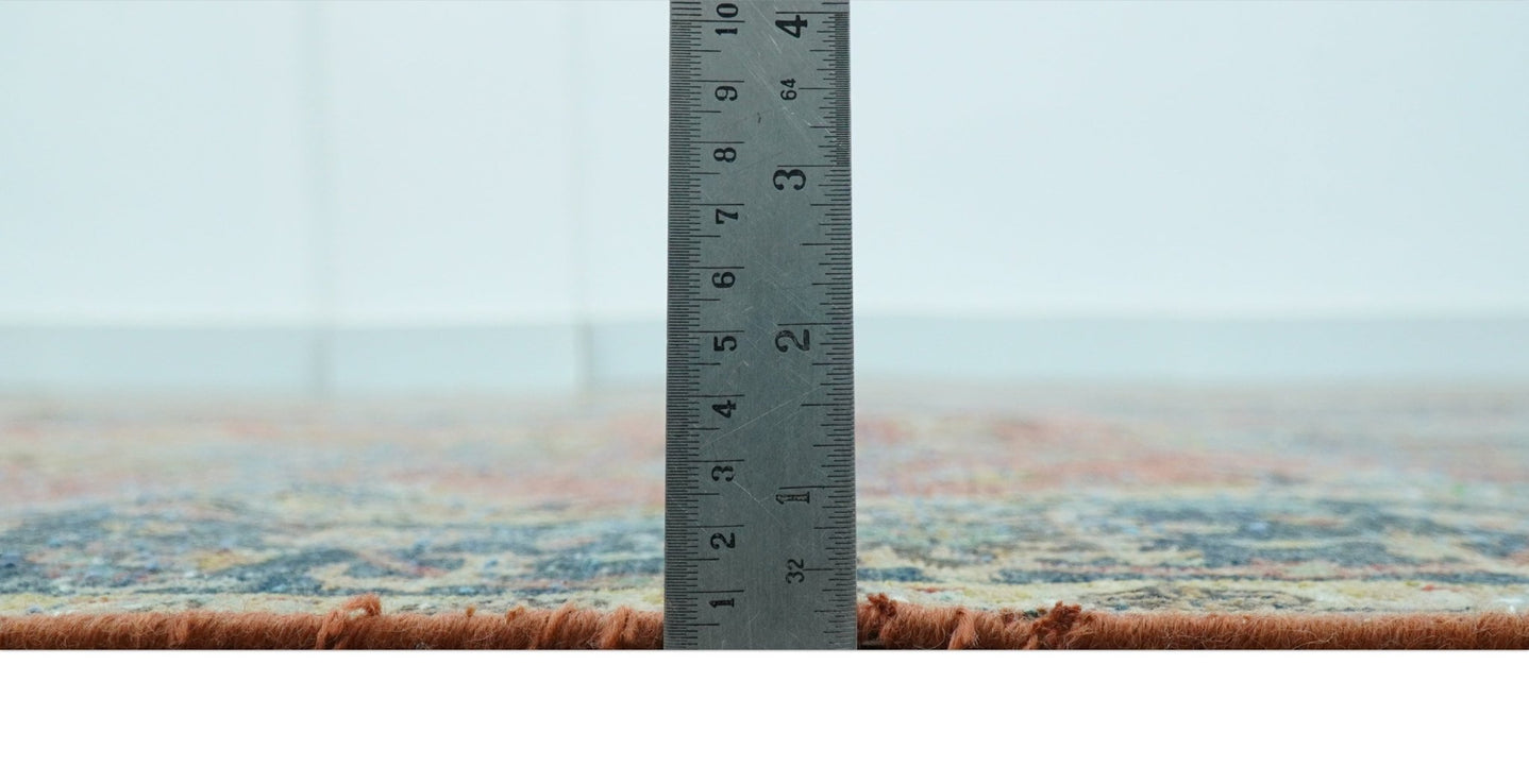 Traditional Oriental Design Fine Rust And Blue Hand Knotted 4x6 Wool Area Rug - The Rug Decor