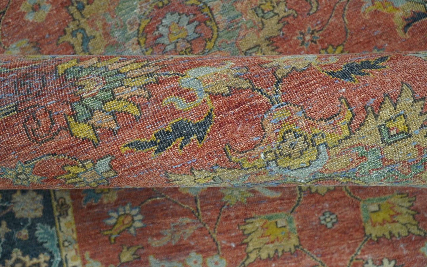 Traditional Oriental Design Fine Rust And Blue Hand Knotted 4x6 Wool Area Rug - The Rug Decor