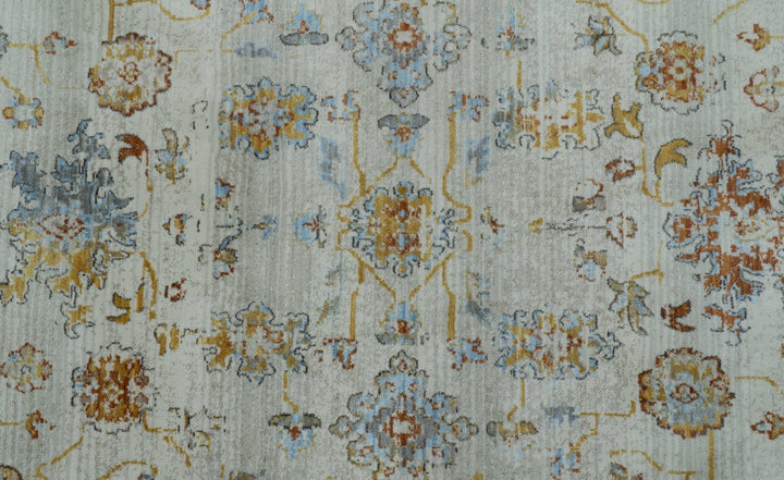 Traditional Oriental Design Silver And Rust Machine Woven 4x5.7 Polyester Area Rug - The Rug Decor