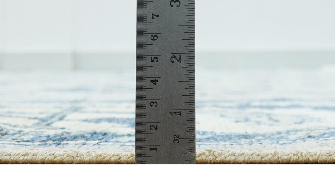 Traditional Oriental Gray And Blue Hand knotted Art Silk Area Rug - The Rug Decor