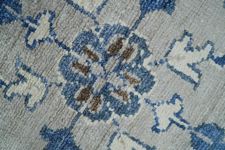 Traditional Oriental Gray And Blue Hand knotted Art Silk Area Rug - The Rug Decor
