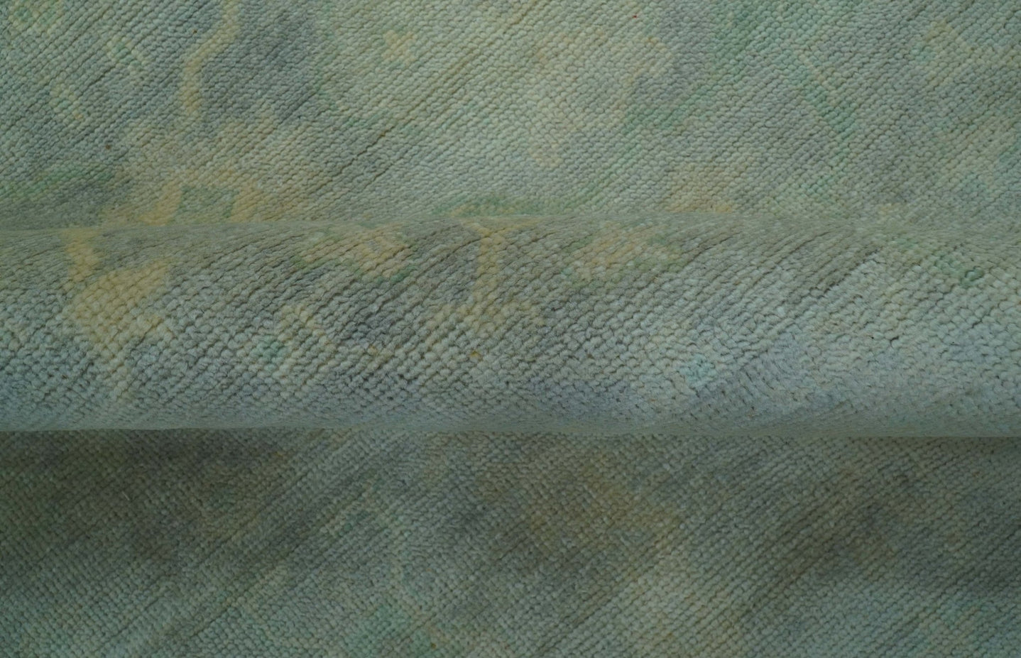 Traditional Oushak Beige And Blue 10x14 Hand Knotted Wool Area Rug - The Rug Decor