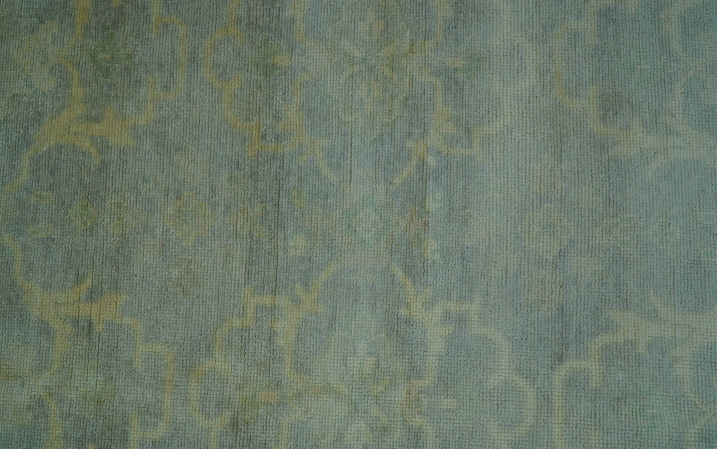 Traditional Oushak Beige And Blue 10x14 Hand Knotted Wool Area Rug - The Rug Decor