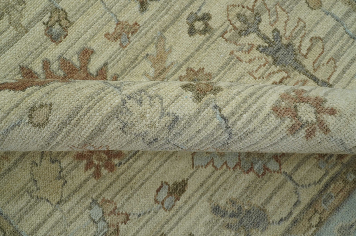 Traditional Oushak Beige, Brown And Blue 8X10 Hand Knotted wool rug - The Rug Decor