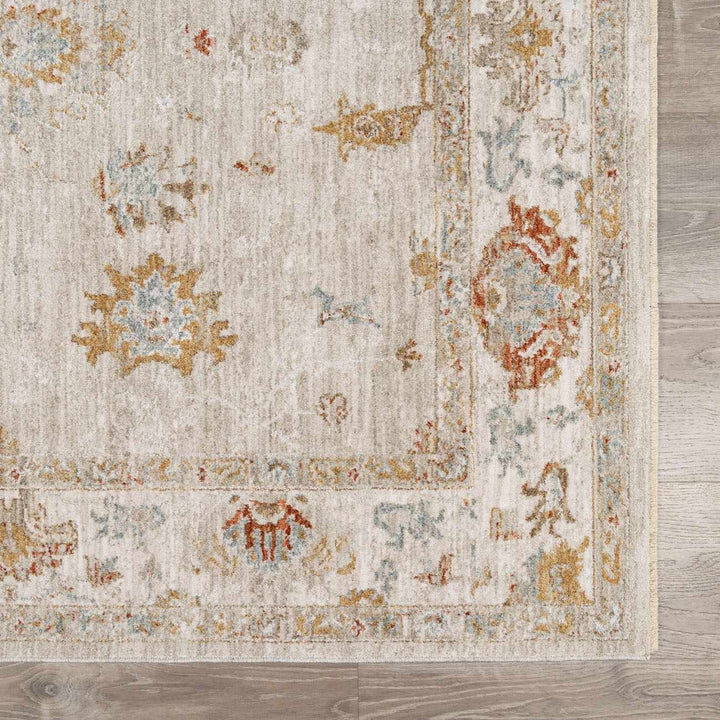 Traditional Oushak Beige Machine Woven Area Rug - The Rug Decor