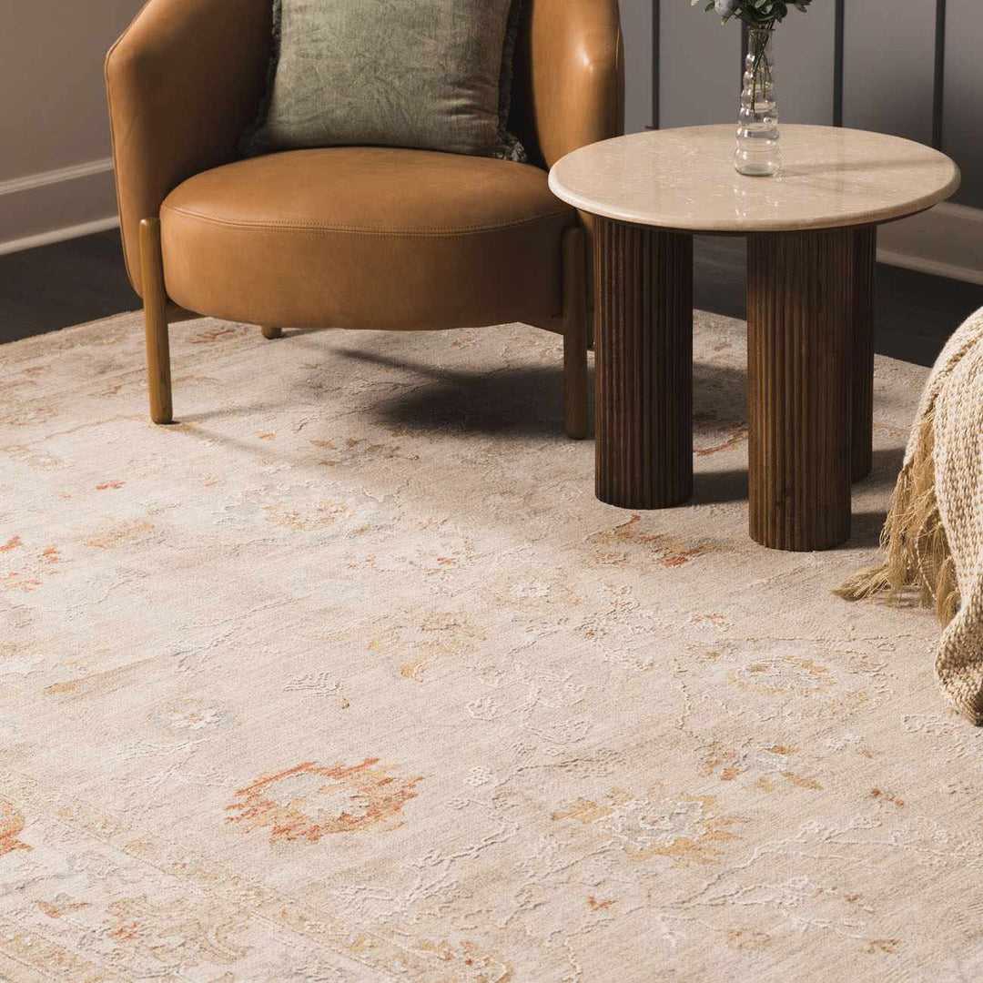 Traditional Oushak Beige Machine Woven Area Rug - The Rug Decor