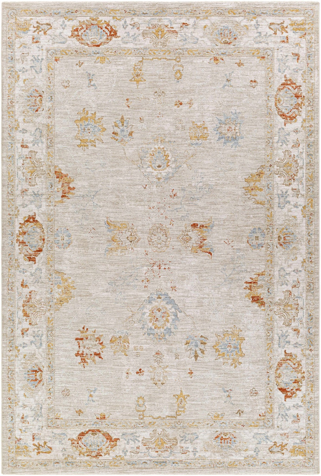 Traditional Oushak Beige Machine Woven Area Rug - The Rug Decor