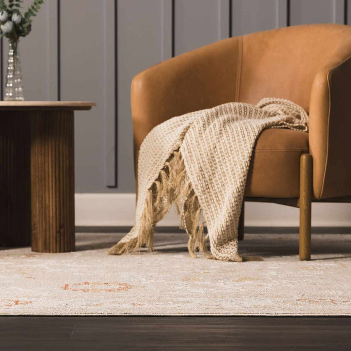 Traditional Oushak Beige Machine Woven Area Rug - The Rug Decor