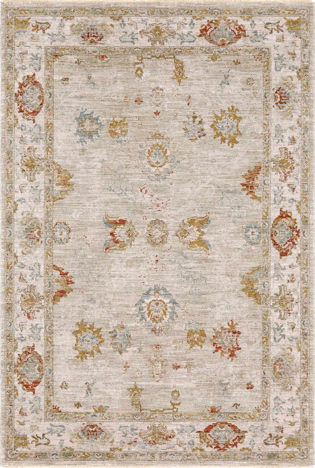 Traditional Oushak Beige Machine Woven Area Rug - The Rug Decor