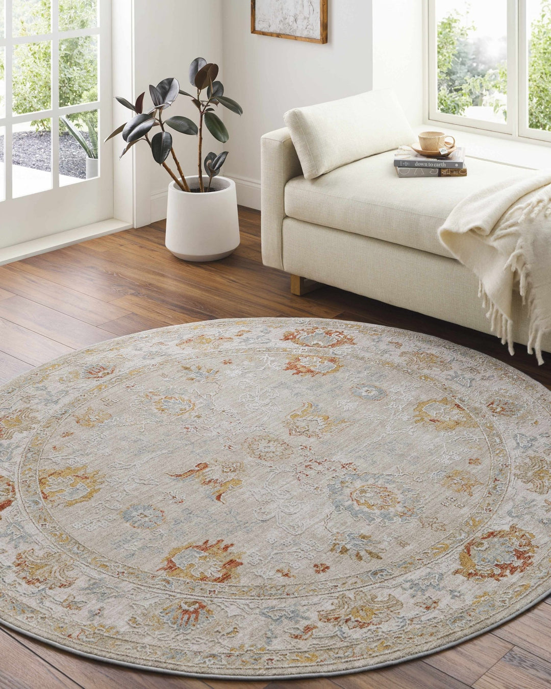 Traditional Oushak Beige Machine Woven Area Rug - The Rug Decor