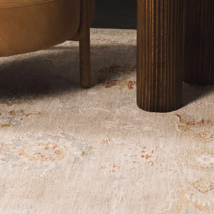 Traditional Oushak Beige Machine Woven Area Rug - The Rug Decor