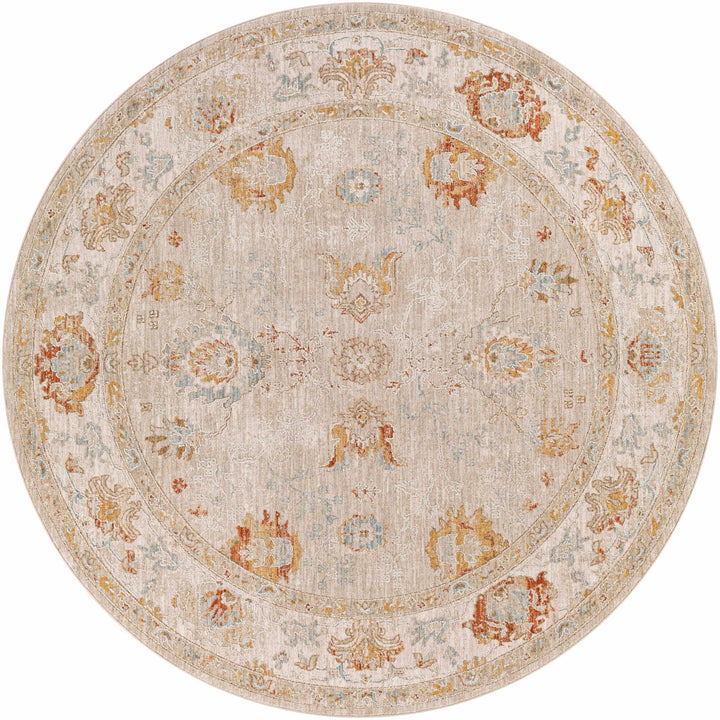 Traditional Oushak Beige Machine Woven Area Rug - The Rug Decor
