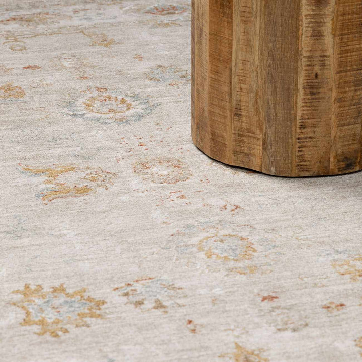 Traditional Oushak Beige Machine Woven Area Rug - The Rug Decor