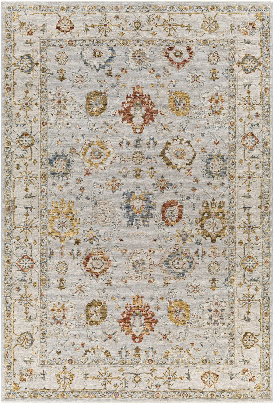 Traditional Oushak Cream Machine Woven Rug - The Rug Decor