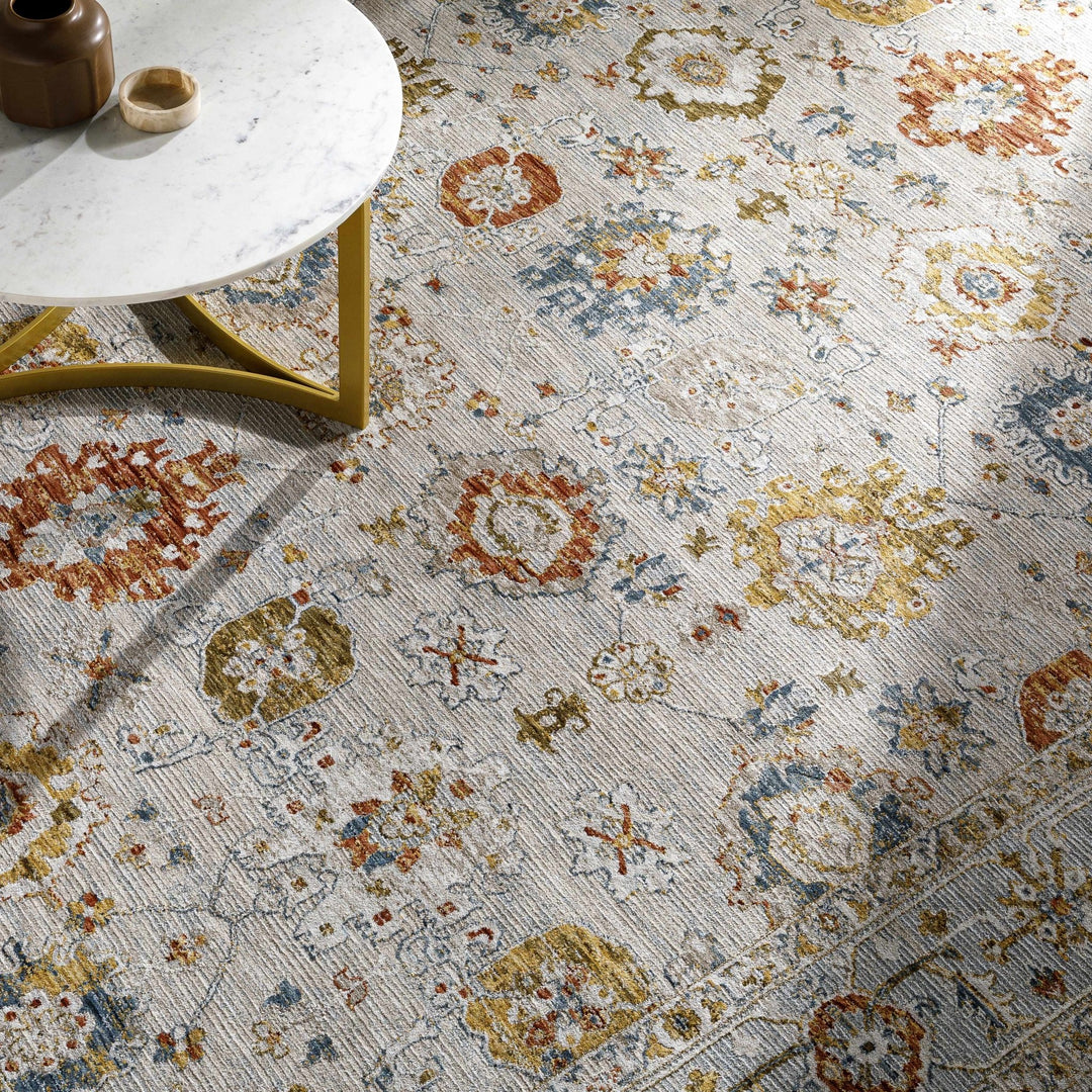 Traditional Oushak Cream Machine Woven Rug - The Rug Decor