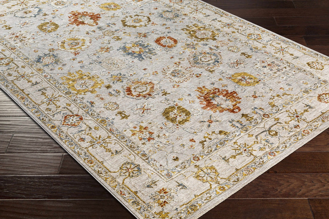 Traditional Oushak Cream Machine Woven Rug - The Rug Decor