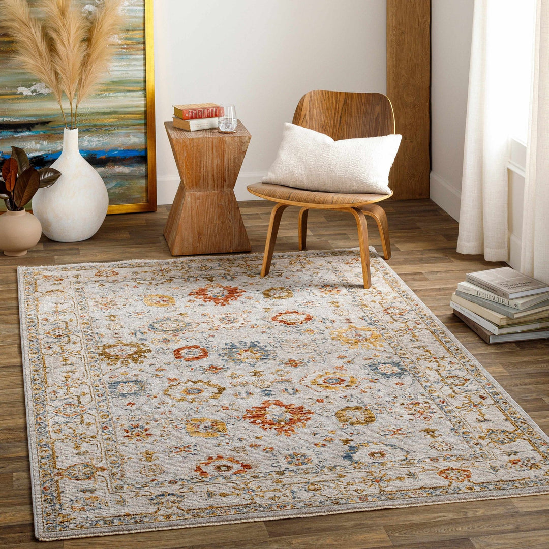 Traditional Oushak Cream Machine Woven Rug - The Rug Decor