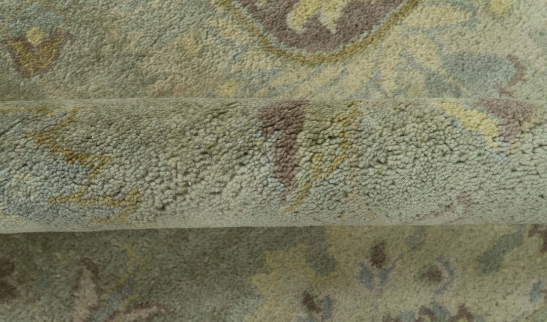 Traditional Oushak Design Antique Green And Brown 6x9 Hand Knotted Wool Rug - The Rug Decor