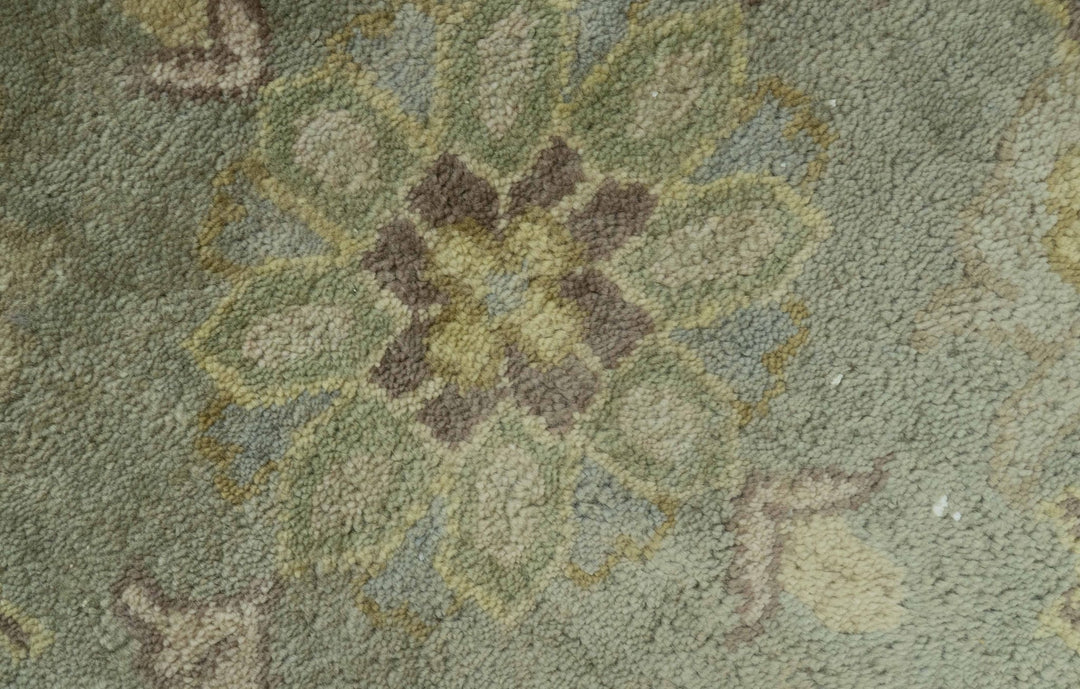 Traditional Oushak Design Antique Green And Brown 6x9 Hand Knotted Wool Rug - The Rug Decor