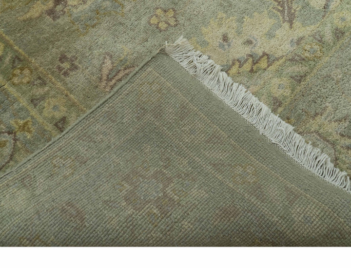 Traditional Oushak Design Antique Green And Brown 6x9 Hand Knotted Wool Rug - The Rug Decor