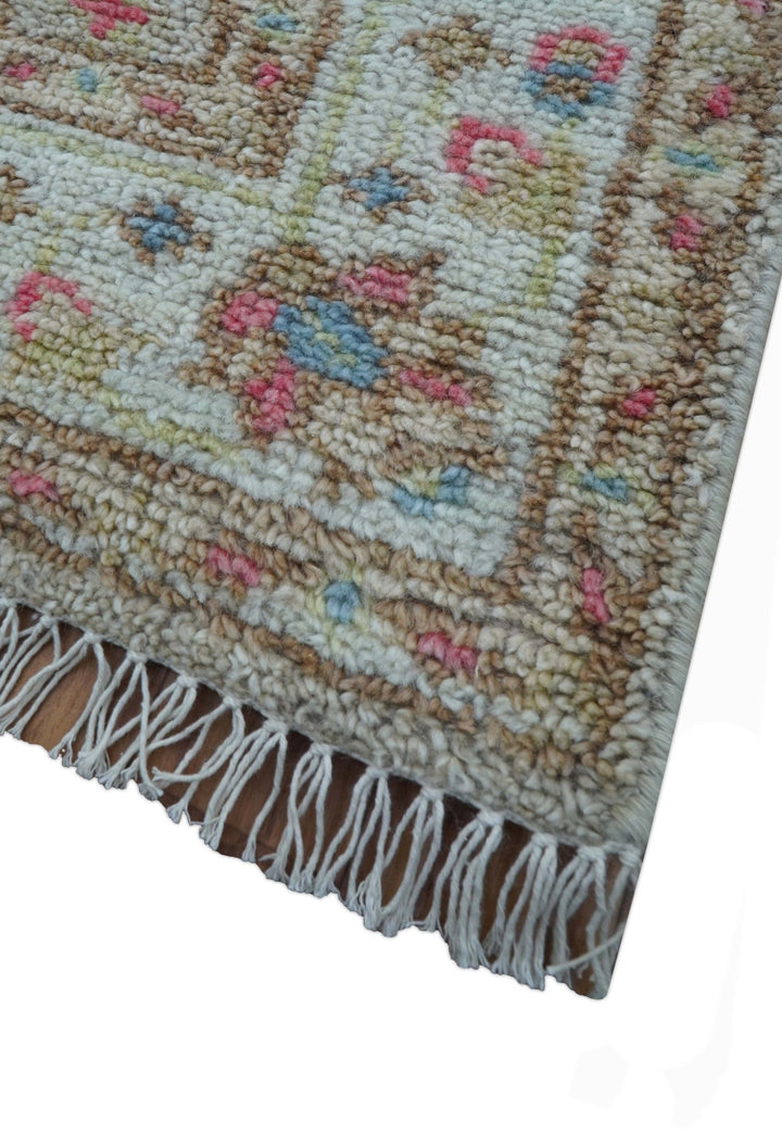 Traditional Oushak Design Beige And Blue 4x6 Hand knotted Wool Area Rug - The Rug Decor