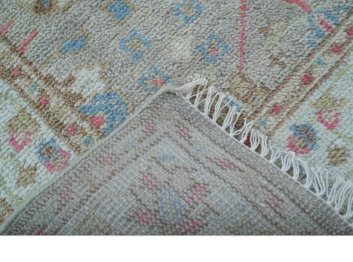 Traditional Oushak Design Beige And Blue 4x6 Hand knotted Wool Area Rug - The Rug Decor