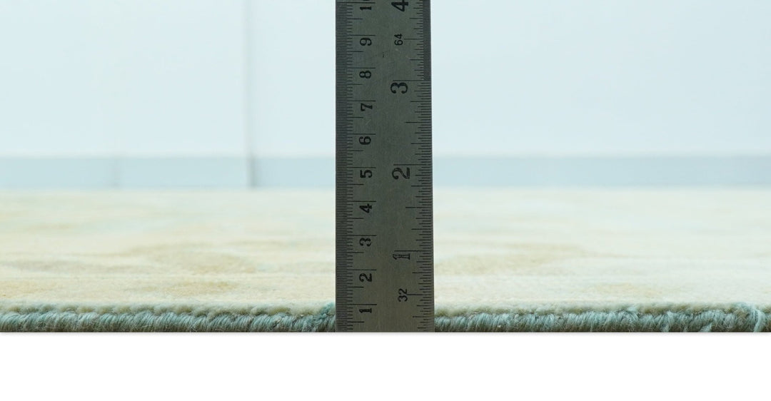 Traditional Oushak Design Beige and Blue Hand Knotted Wool Area Rug - The Rug Decor