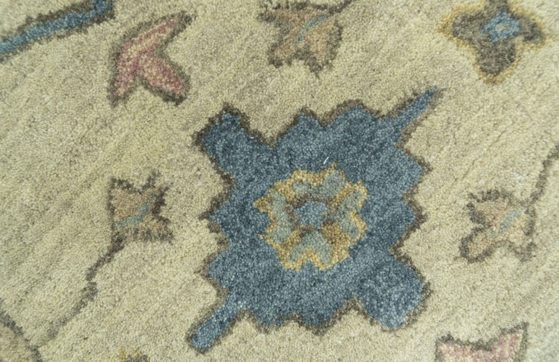 Traditional Oushak Design Beige And Blue Hand Tufted 8x10 Wool Area Rug - The Rug Decor