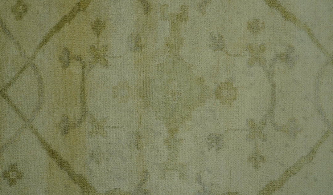 Traditional Oushak Design Beige And Brown 10x10 Hand Knotted Wool Area Rug - The Rug Decor