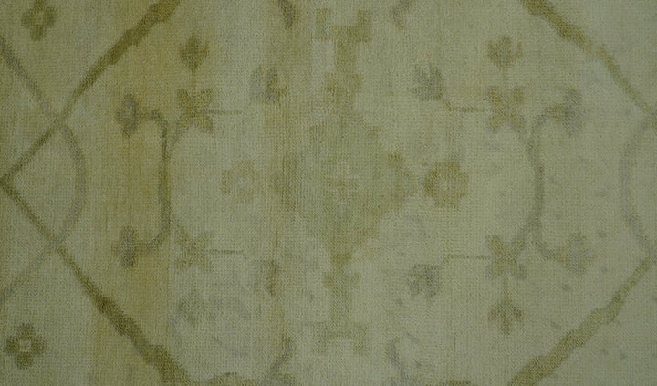 Traditional Oushak Design Beige And Brown 10x10 Hand Knotted Wool Area Rug - The Rug Decor