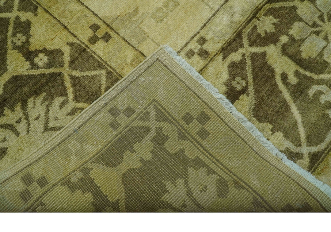 Traditional Oushak Design Beige And Brown 10x10 Hand Knotted Wool Area Rug - The Rug Decor