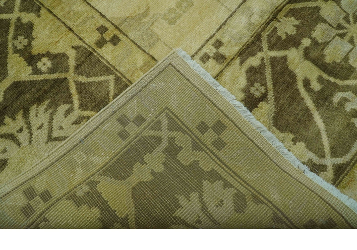 Traditional Oushak Design Beige And Brown 10x10 Hand Knotted Wool Area Rug - The Rug Decor