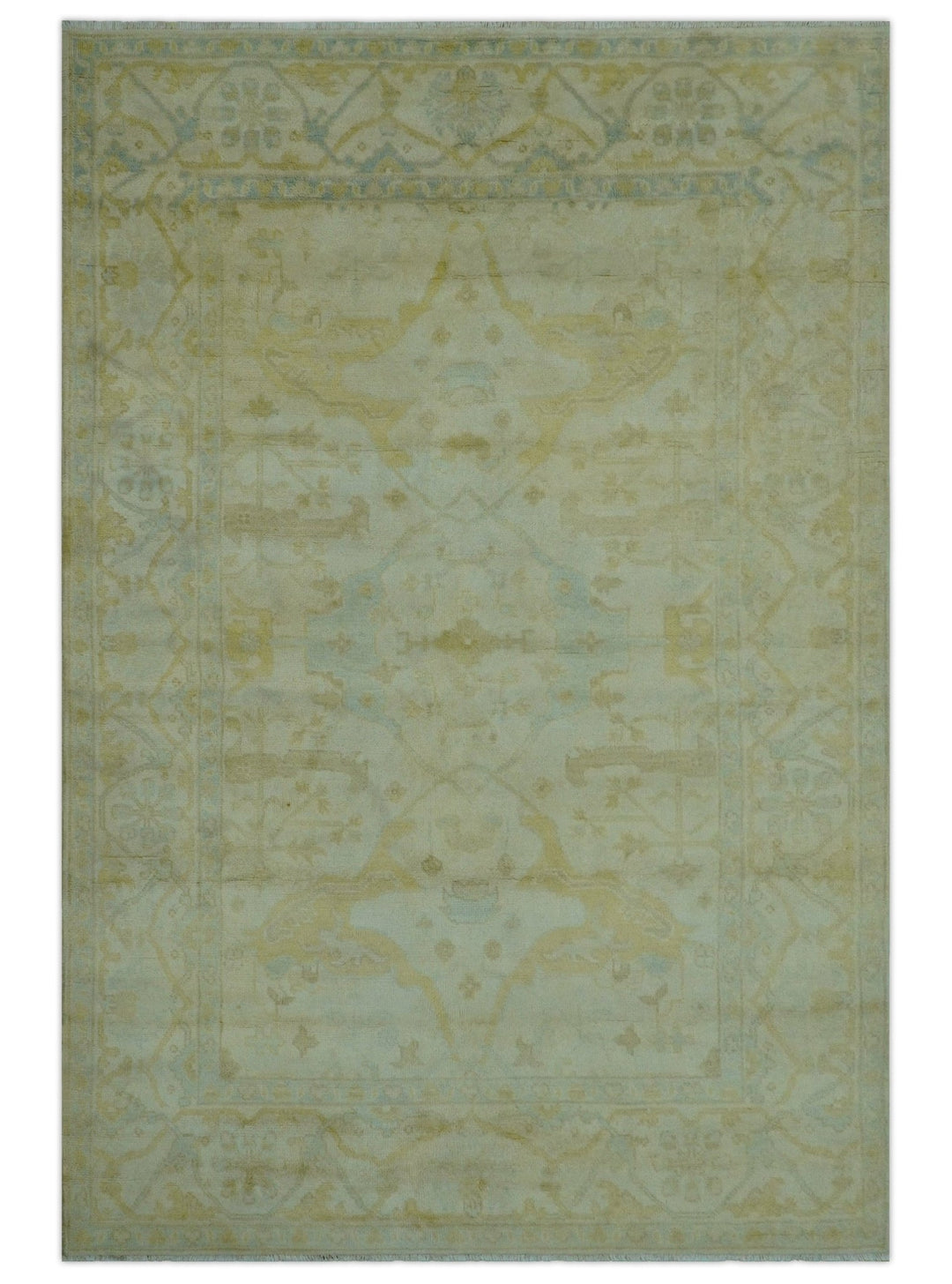 Traditional Oushak Design Beige And Gold 6x9 Hand Knotted Wool Area Rug - The Rug Decor