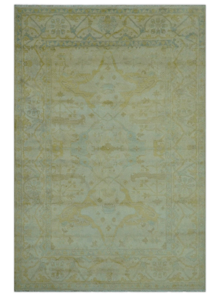 Traditional Oushak Design Beige And Gold 6x9 Hand Knotted Wool Area Rug - The Rug Decor