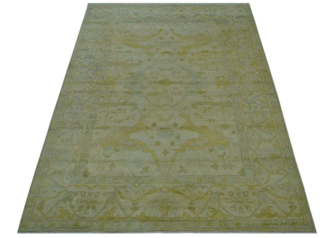 Traditional Oushak Design Beige And Gold 6x9 Hand Knotted Wool Area Rug - The Rug Decor