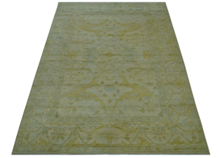 Traditional Oushak Design Beige And Gold 6x9 Hand Knotted Wool Area Rug - The Rug Decor