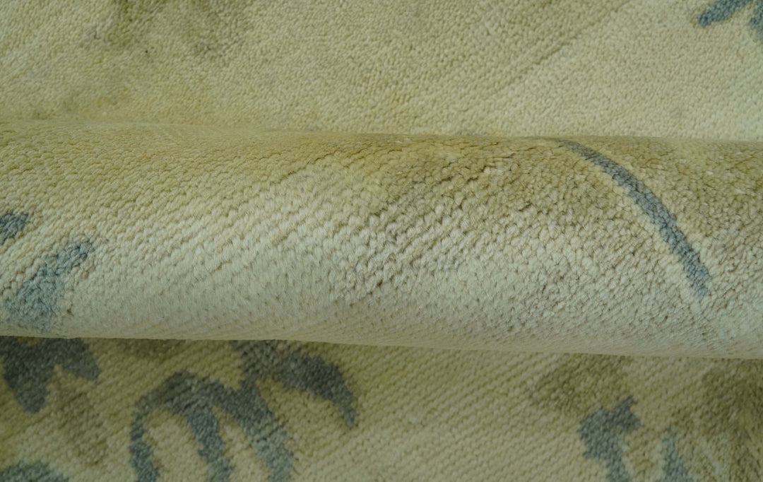 Traditional Oushak Design Beige And Gray Hand Knotted 9x12 Wool Area Rug - The Rug Decor