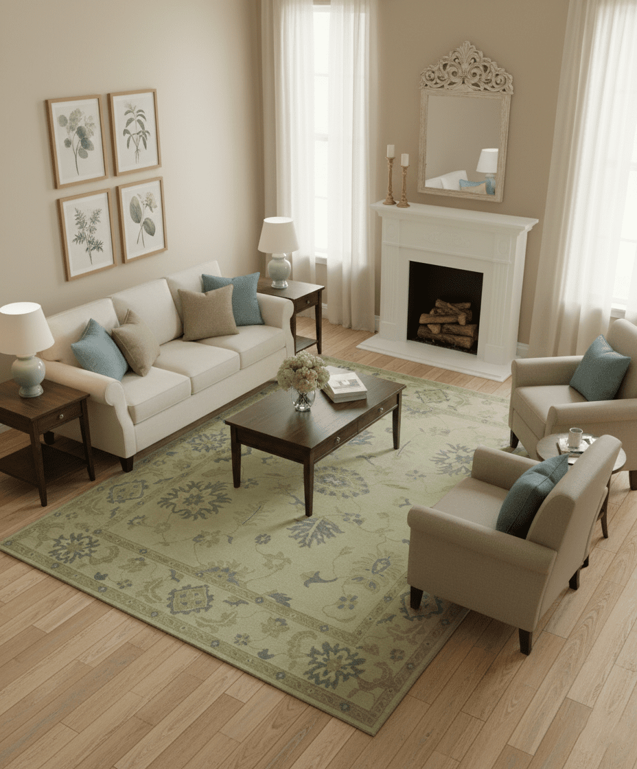 Traditional Oushak Design Beige And Gray Hand Knotted 9x12 Wool Area Rug - The Rug Decor