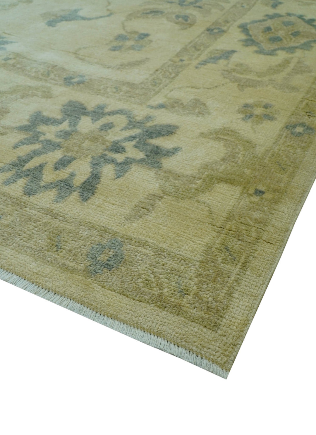 Traditional Oushak Design Beige And Gray Hand Knotted 9x12 Wool Area Rug - The Rug Decor