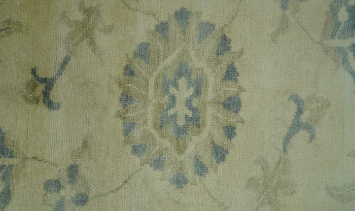 Traditional Oushak Design Beige And Gray Hand Knotted 9x12 Wool Area Rug - The Rug Decor
