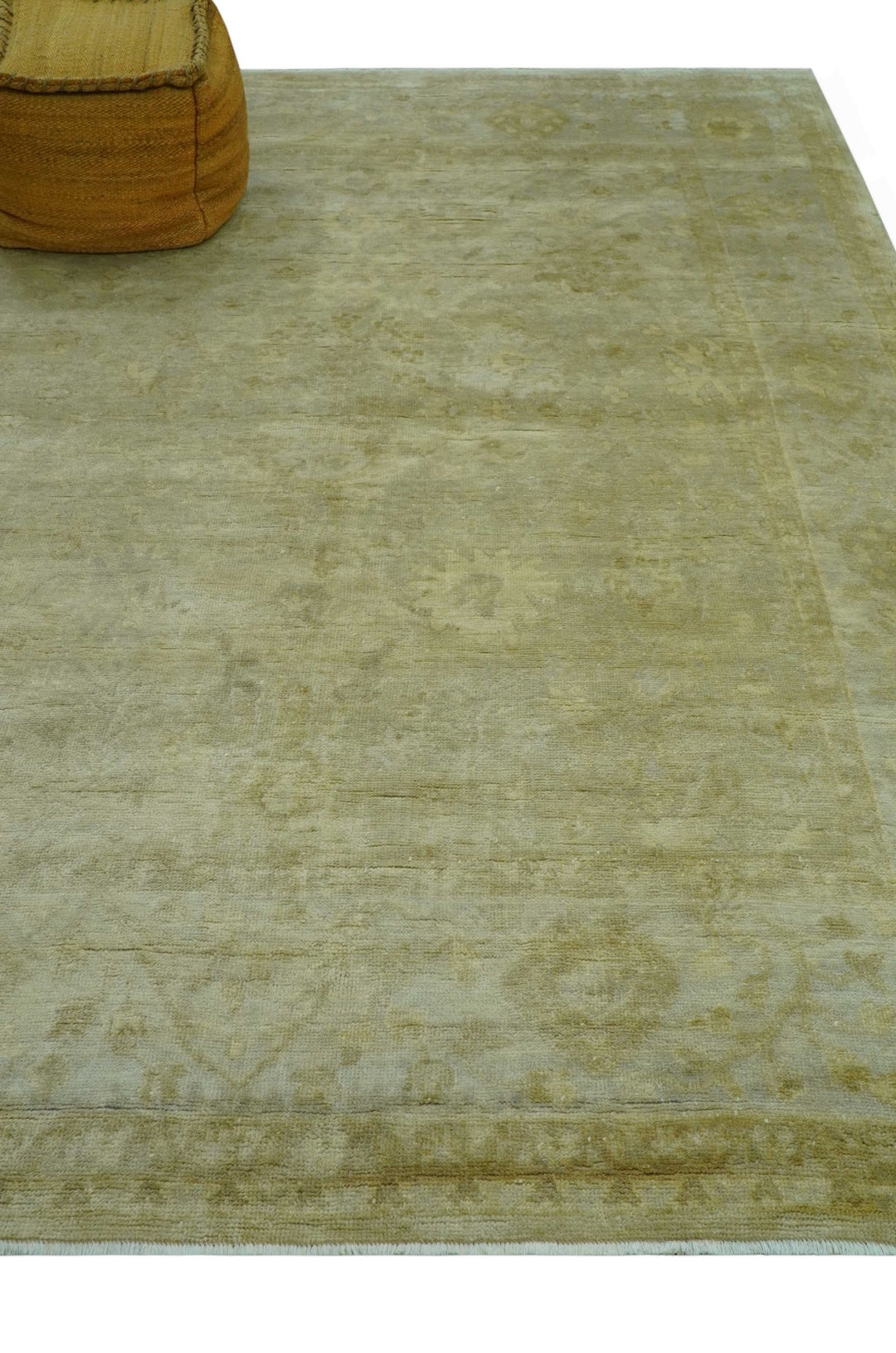 Traditional Oushak Design Beige And Silver Hand Knotted 8x10 Wool Area Rug - The Rug Decor