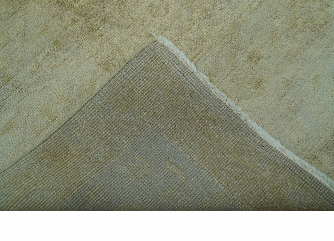 Traditional Oushak Design Beige And Silver Hand Knotted 8x10 Wool Area Rug - The Rug Decor