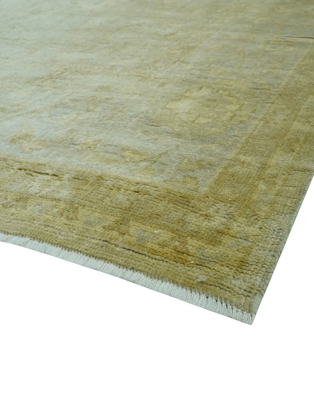 Traditional Oushak Design Beige And Silver Hand Knotted 8x10 Wool Area Rug - The Rug Decor
