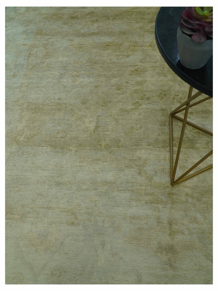 Traditional Oushak Design Beige And Silver Hand Knotted 8x10 Wool Area Rug - The Rug Decor