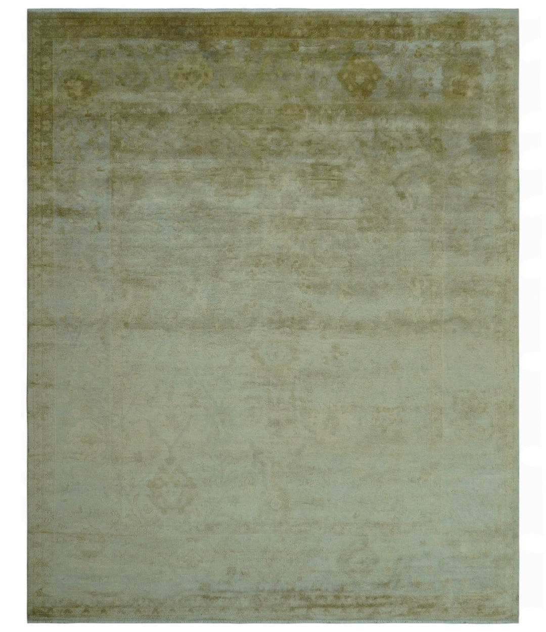 Traditional Oushak Design Beige And Silver Hand Knotted 8x10 Wool Area Rug - The Rug Decor