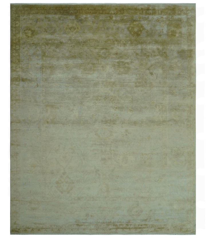 Traditional Oushak Design Beige And Silver Hand Knotted 8x10 Wool Area Rug - The Rug Decor